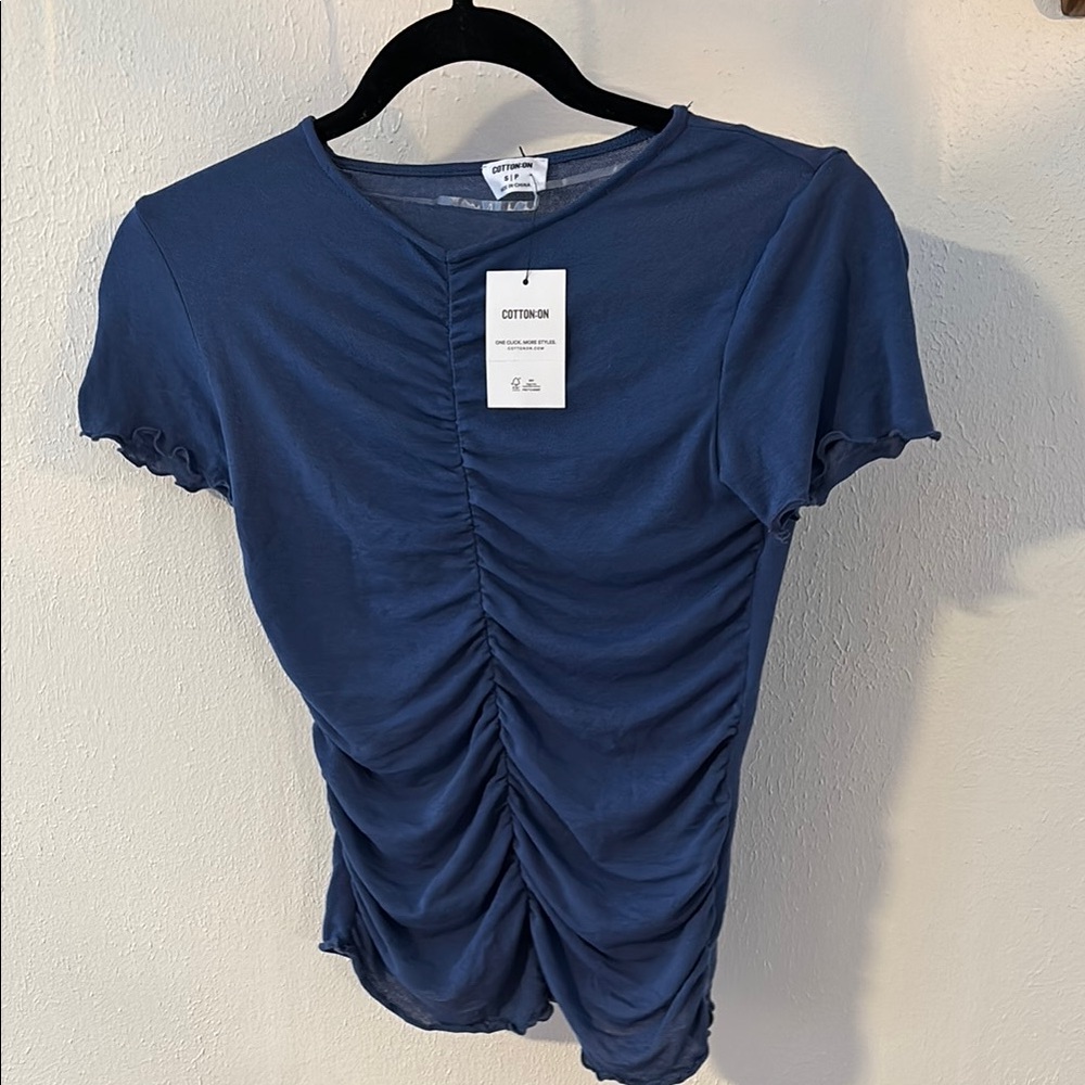 Cotton On Women's Blue Ruched Top